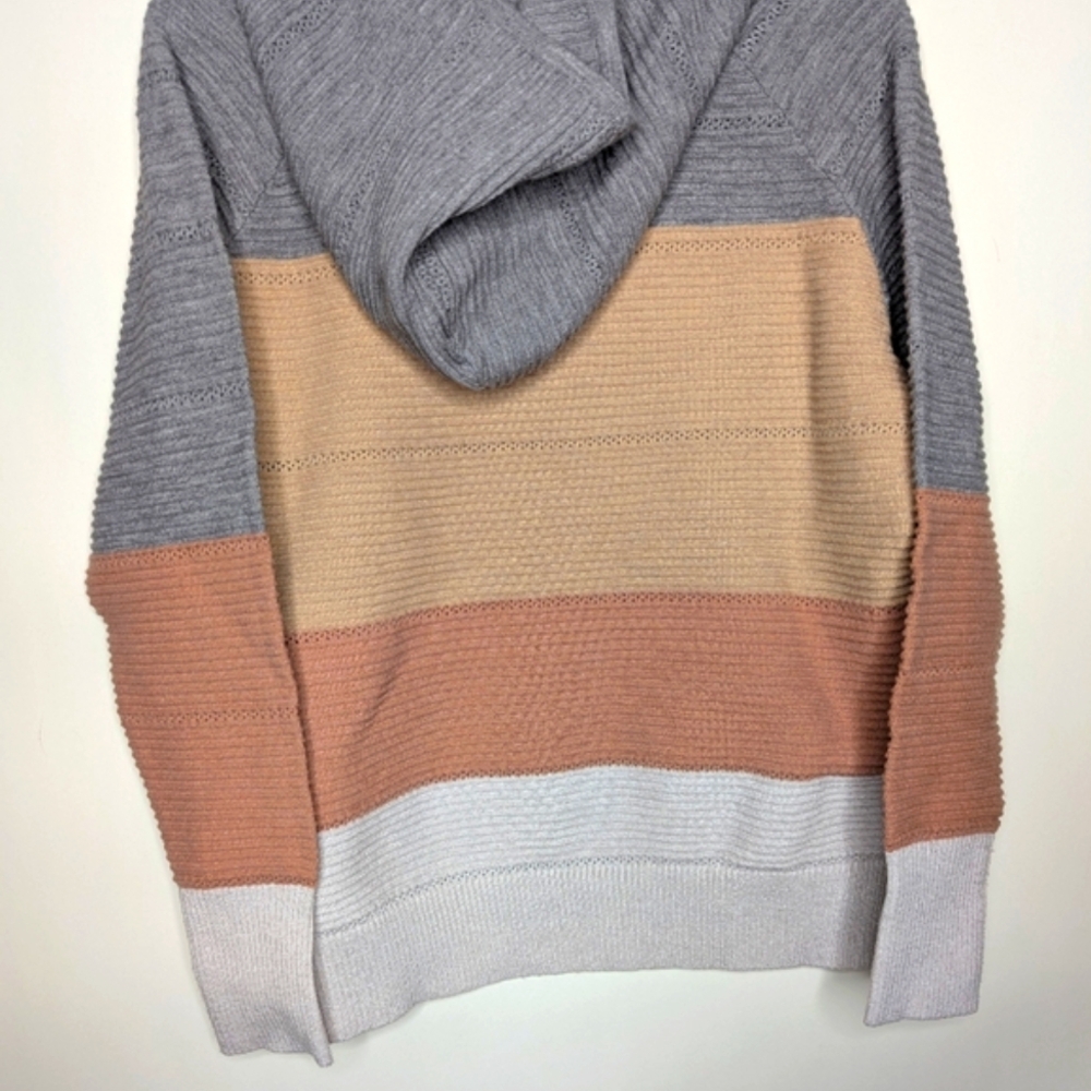 Women's Pastel Color Block Pullover Hoodie with Criss Cross V Neck Size Large - Picture 13 of 16